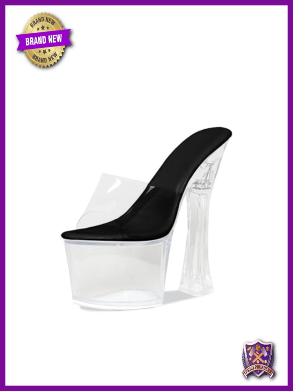 Clear Platform Heels Sky High 6.7 Inch Chunky Slide Sandals